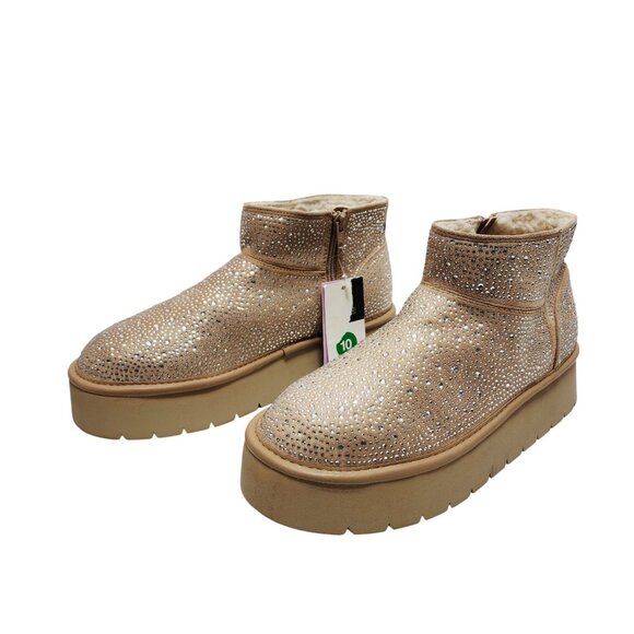 Wild Fable Womens Gold Glitter Studded Shearling-Lined Ankle Boots Size 10 - Picture 7 of 11